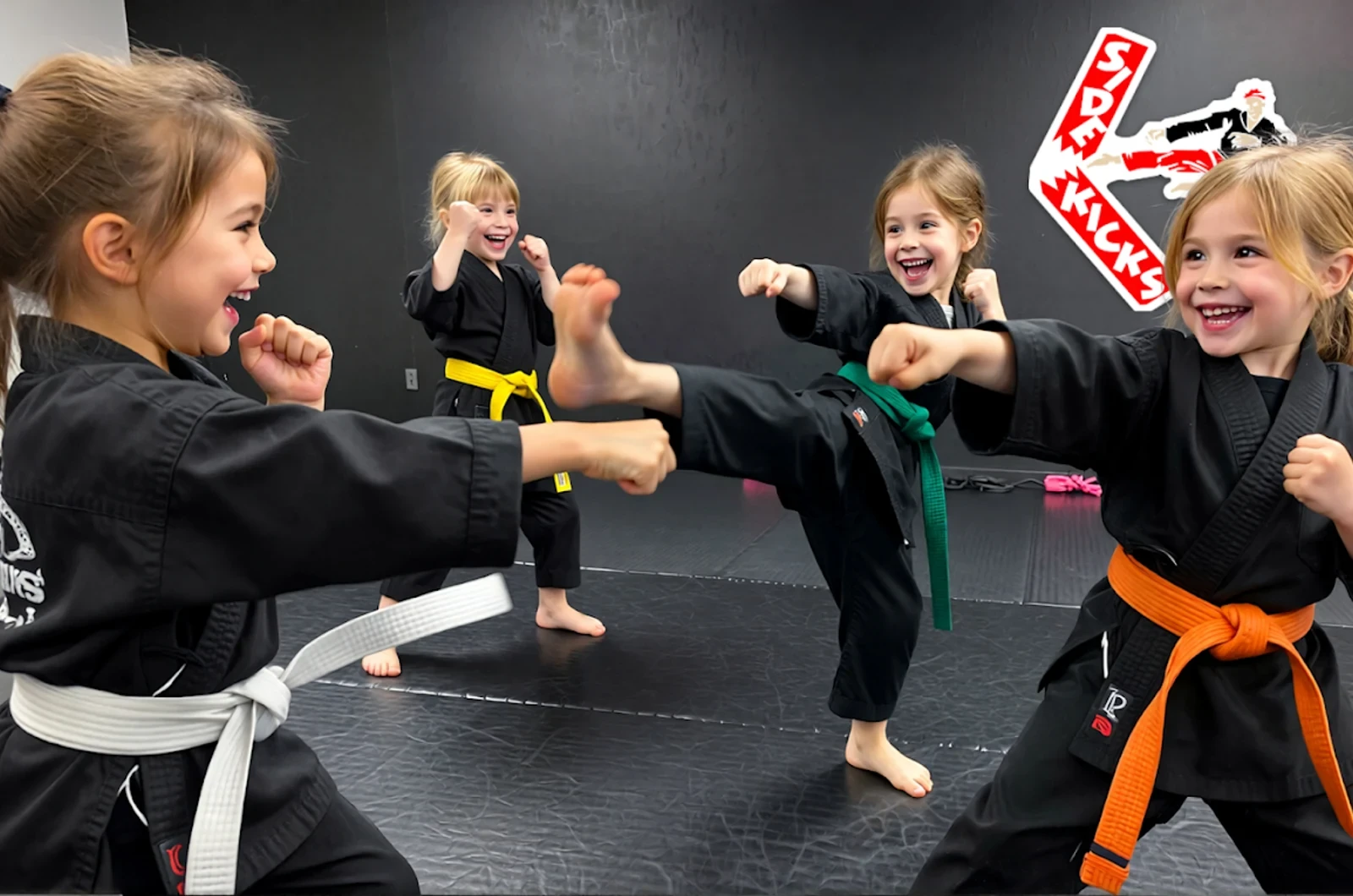 Kids learning sportsmanship through martial arts